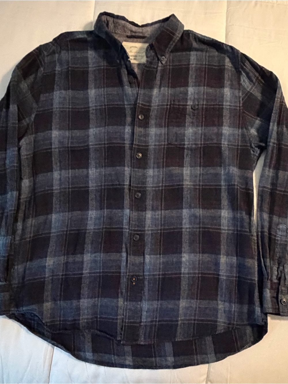 Weatherproof Navy and Black Plaid Button-Down Shirt